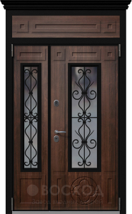Фото стальная дверь Дверь со стеклом в дом №2 с отделкой МДФ ПВХ