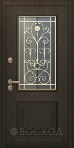 Фото стальная дверь Дверь со стеклом в дом №6 с отделкой МДФ ПВХ
