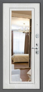 Элегантная дверь с зеркалом №10 (Шагрень белый глянец / белый матовый) - фото №2