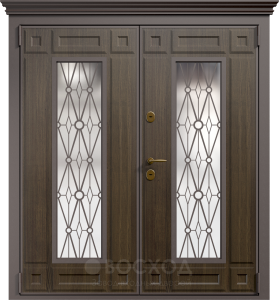 Фото стальная дверь Дверь со стеклом в дом №5 с отделкой МДФ ПВХ
