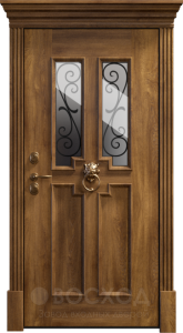 Фото стальная дверь Дверь со стеклом в дом №8 с отделкой МДФ ПВХ