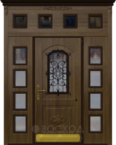 Фото стальная дверь Дверь со стеклом в дом №1 с отделкой МДФ ПВХ